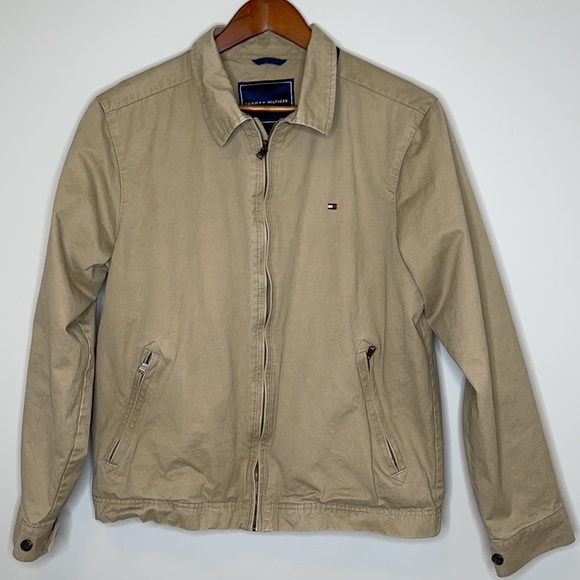 Tommy Hilfiger classic tan embroidered logo front zipper Bomber lined jacket S - Picture 11 of 11